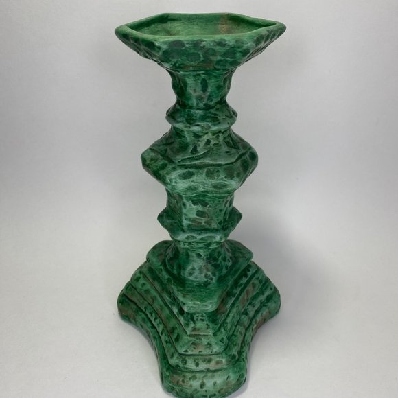 MCM Linda Bennett Atlantic Mold Green  Ceramic Vase Candle Holder - Picture 1 of 6